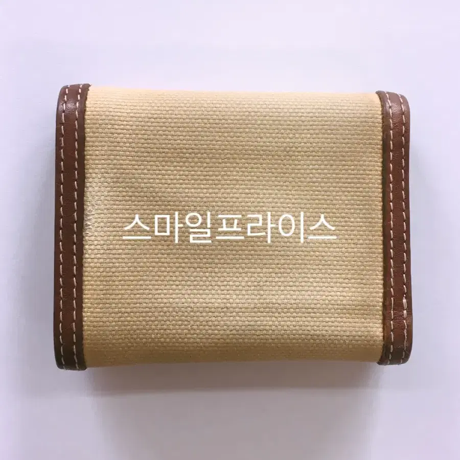 몽삭 반지갑 면 천 아이보리 가죽