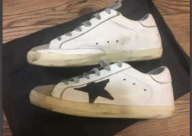 Genuine Golden Goose White Flag Superstar Sneakers Women's Size 35